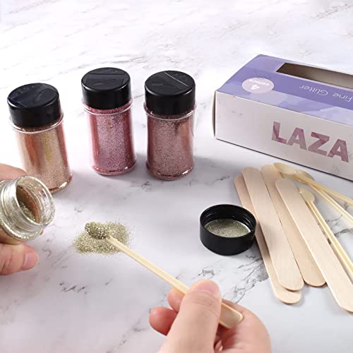 Laza Ultra Fine Glitter 4 Colors 80ml Arts and Craft Glitter Mixed Ultra Fine Powder Sequins for Resin Nail Art Epoxy Tumbler Slime Decoration Weddings Card Flowers Scrapbooking - Pink Gold