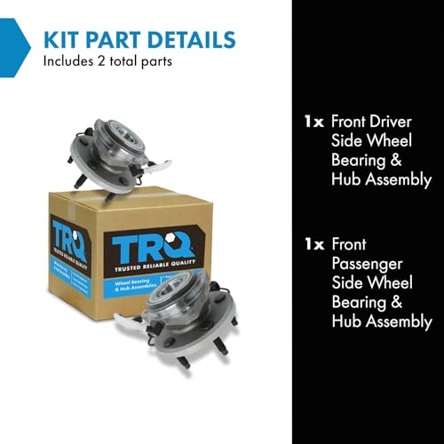 Image of TRQ Front Left and Right Wheel Bearing and Hub Assembly Set 2 Piece Compatible with 03 Ford Explorer Sport 4WD 03-05 Explorer Sport Trac 4WD 03-10 Ranger 4WD 03-09 Mazda B4000 05 B3000 4WD