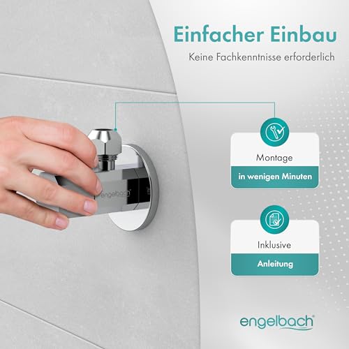 Engelbach® Universal Eckventil 1/2 Zoll selbstdichtend (2er Set) - Eckregulierventil mit Schnellverschluss - öffnet und schließt mit nur 1/4 Umdrehung - für Kalt- und Warmwasserleitungen