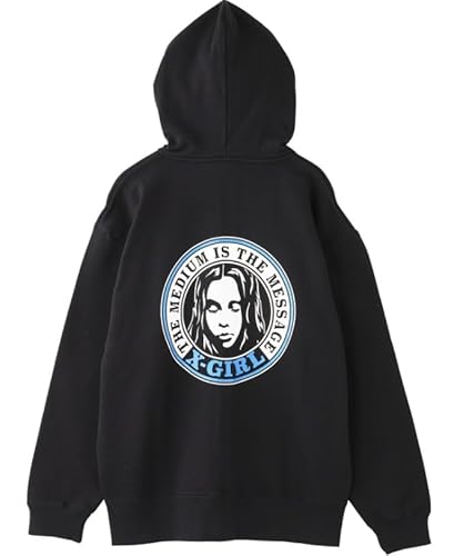 [X-girl] �T�[�N�����S�A���h�t�F�C�W�b�v�A�b�v�X�E�F�b�g�t�[�f�B�[ CIRCLE LOGO AND FACE ZIP UP SWEAT HOODIE 105253012001 BLACK M