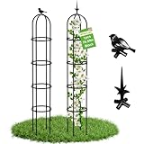 2026 Updated Garden Obelisk Trellis for Climbing Plants Outdoor, 76inch Tomato Cage, Rose, Flowers, Grape, Pea, Cucumber Trellis, Rustproof Plastic Coated Metal Plant Support Trellis for Potted Plants
