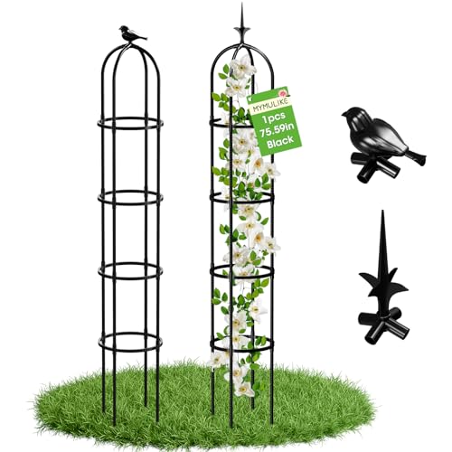 MYMULIKE Rankhilfe Garten (30x192cm), Rosen Rankhilfe mit verbreitertem Durchmesser, Metall Rankgitter für Kletterpflanzen – Stabiler Pflanzenspalier (1 Stück)
