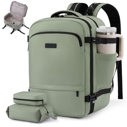 LOVEVOOK Carry On Travel Backpack For Women Flight Approved, 50L Personal Item Travel Bag Flight Approved, TSA Travel Bag Fit 18 Inch Laptop, Weekender Overnight Waterproof Daypack with 2 Cubes