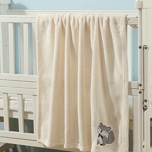 Image of CREVENT 2Pcs 75cmX100cm Cute Cozy Fluffy Warm Baby Blankets for Infants Toddlers' Bedding Crib Cot Stroller - Grey Cloud + Fox
