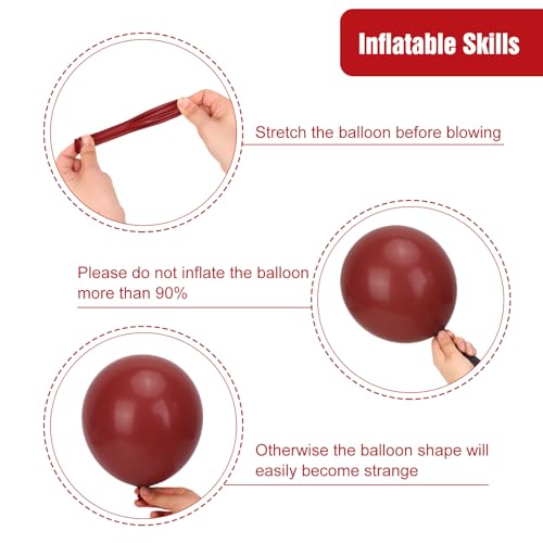 Image of RUBFAC 135pcs Ruby Red Balloons, Cherry Dark Red Burgundy Latex Balloon Different Sizes 18 12 10 5 Inch for Garland Arch Birthday Wedding Party Decoration