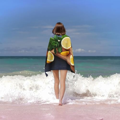 Serviette de plage citron microfibre séchage rapide et anti-sable pour camping et voyage - 7