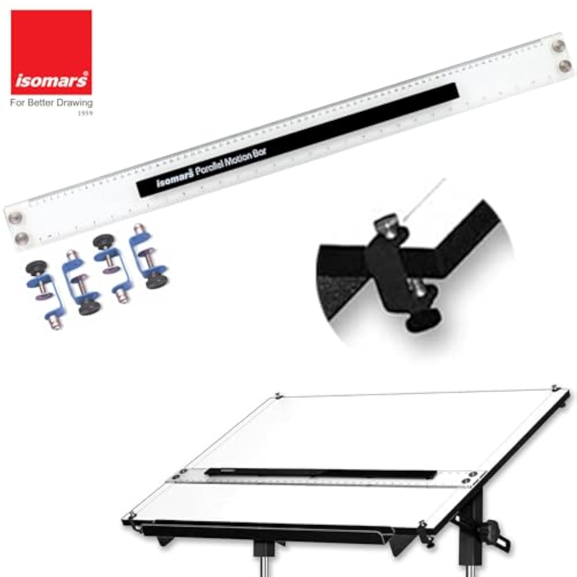 Parallel Bar with Metal Clamps Combo Set for Technical Drawing
