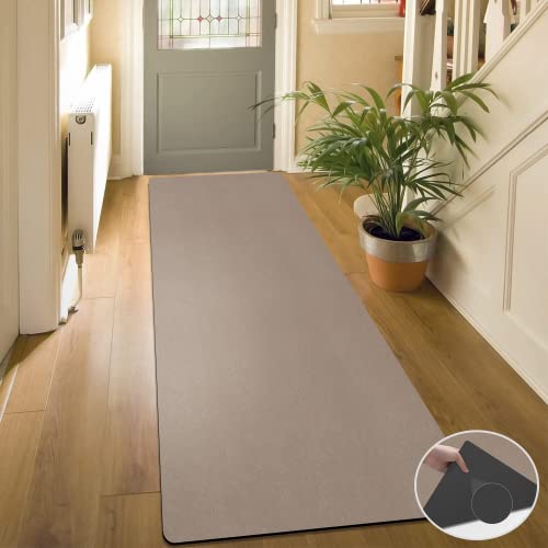 Washable Runner Rugs Mat With Rubber Backing Ultra-Thin For Summer Using, Long Floor Runner Non Slip Throw Rug For Hallway, Large Rug Runner Neutral Living Room Area Rug Carpet For Home, Brown #TOP1