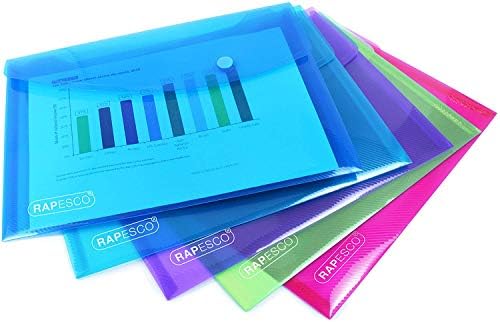 Concord 39421CC Record Card Smooth 152x102mm Assorted Ref 16199 [Pack 100] &Rapesco 0689 A5 Plastic Popper Wallet, Assorted Transparent Colours, Pack of 5