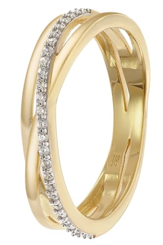 Bague trendor argent plaqué or anti-ternissement avec zircons