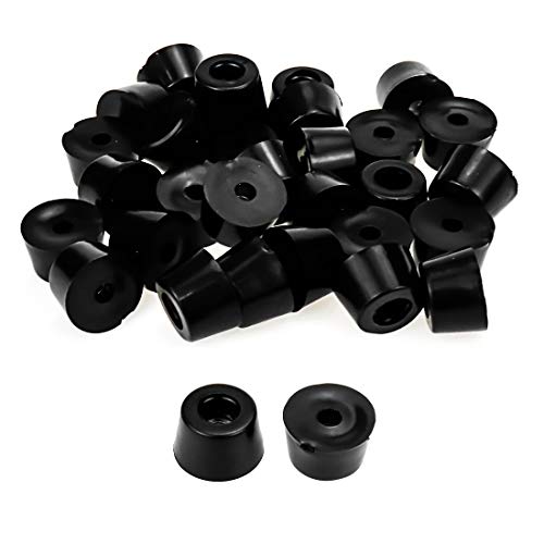 HONJIE 30Pcs Round Rubber Feet 17x14x10mm Black Non-Slip Rubber Chair Leg Caps Floor Pads Protectors for Furniture,Electronics,Appliances(with Dia 4mm Screw)