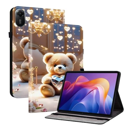 Étui Fire HD8 2024 housse portefeuille ours diamant en cuir pour tablette Amazon 12e génération
