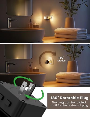 Image of Night Lights Plug into wall, Color Changing Night Light with Rotatable Plug, Dusk to Dawn Light Sensor and Adjustable Brightness, Elegant Design Night Light for Kids Bedroom,Bathroom, 2 Pack