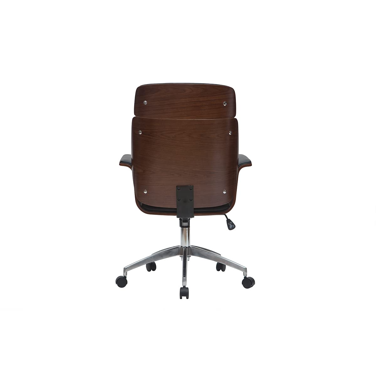 Miliboo Fauteuil de Bureau Design Noir et Bois foncé Elon