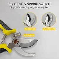 Newaner gartenschere, mit Verriegelungsgriff rutschfeste Schere, kann schneiden Gartenpflanzen Blumen und Äste,Rebschere Rosenschere,Rattan reparieren von multifunktionale gartenschere（gelb） – Ansicht 3