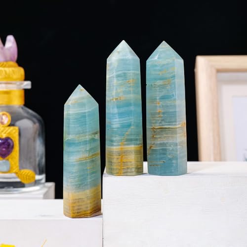 Varita de cuarzo de ónix azul natural ideal para decorar mesas de centro y espacios de lectura 5