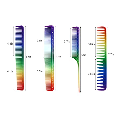 Foto von Faletony 4 Stück Regenbogen Kamm Antistatischer Styling Haarkamm Professionelle Friseur Haarstyling Kamm für Salon Friseursalon
