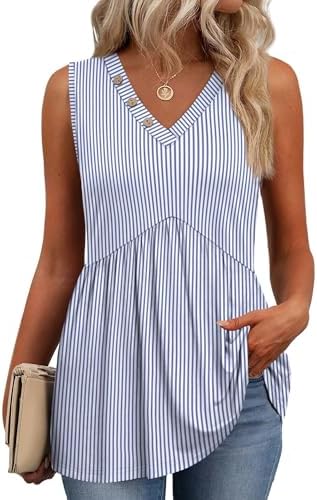 Plus Size Womens Clothing Tank Tops for Women Sleeveless Tunic Tank Top Business Casual Outfits Summer Fashion Teacher Outfits Maternity Shirts Spring Top Stripe XL