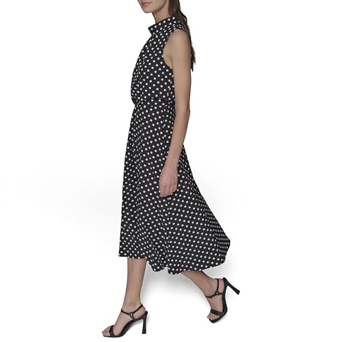 KARL LAGERFELD Women's Sleeveless Mock Neck Flowy Midi Dress3