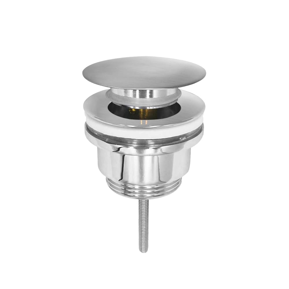 Inbagno Set miscelatori lavabo Alto e Bidet monocomando, in Acciaio Inox Spazzolato, con piletta Click clack Satinata, York