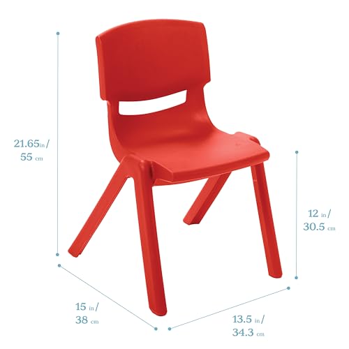 Image of ECR4Kids 12in Plastic School Stack Chair, Classroom Furniture, Red, 10-Piece