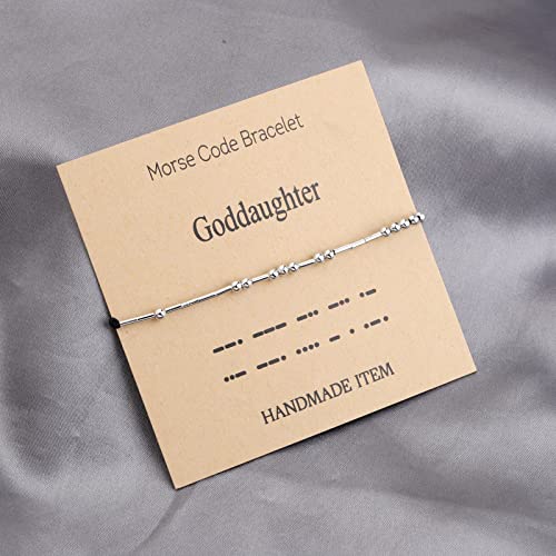 Image of FEELMEM Goddaughter Morse Code Bracelets Goddaughter Baptism gift First Communion Bracelet Gift From Godmother (Goddaughter-Morse Code)
