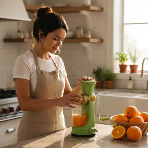 Image of SUPERMOM Vegetable Juicer Machine for Home - Manual Hand Press Fruit & Vegetable Juicer, Portable Non-Electric Juice Extractor, Durable & Easy to Use Juicer for Healthy Fresh Juices (Mix Colour)