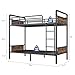 Jocoevol Metal Bunk Bed Twin Over Twin, Industrial Bunkbeds Heavy Duty Bed with Safety Guard Rails and Space-Saving Design, Steel Bed for School, Bedroom (Vintage Brown)