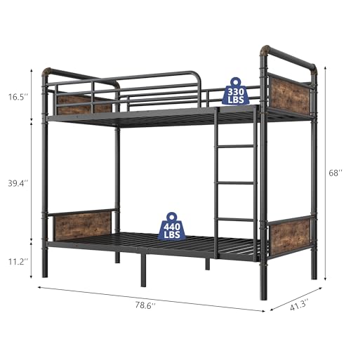Jocoevol Metal Twin Over Twin Bunk Bed