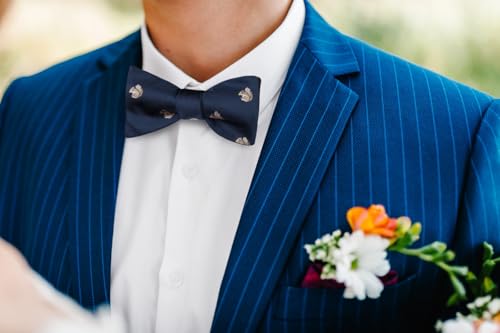 Image of HISDERN Bow Ties for Men Self Tie Animal Bowties Pocket Square Woven Silk Fun Bowtie Handkerchief Set for Wedding Party