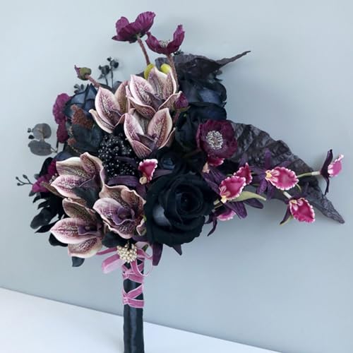 Ramo artesanal vintage de orquídeas mariposa de seda miniatura 5