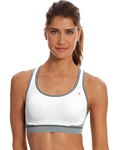 Champion womens Absolute Max Sports Bra With SmoothTec Band,white/ice glaze,Small