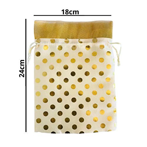 Image of Women's Polka Dot Potli Bags for Return Gifts Wedding Gift for mom Potli Purse Gift Bags Fancy Potli bag Diwali Potli Karwachauth Potli - Red Polka 1kg Large size (25cm x 27cm)