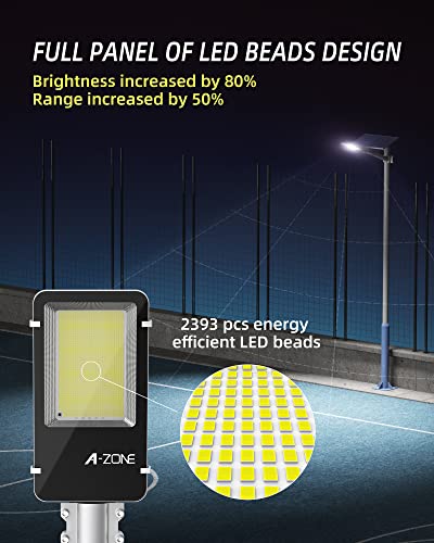 A-Zone 1500W Solar Street Lights Outdoor Waterproof, 7000K High Brightness Outdoor Led Street Light Dusk To Dawn, Led Wide Angle Lamp With Remote Control, For Parking Lot, Yard, Plaza (2 Packs) #TOP1