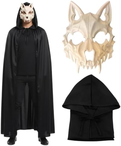 Fantasia Assustadora Adulto Máscara Ossos Lobo Halloween