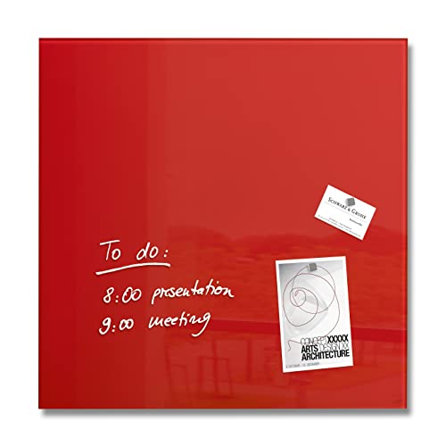 SIGEL GL114 Pizarra magnética de cristal, 48 x 48 cm, rojo - Artverum