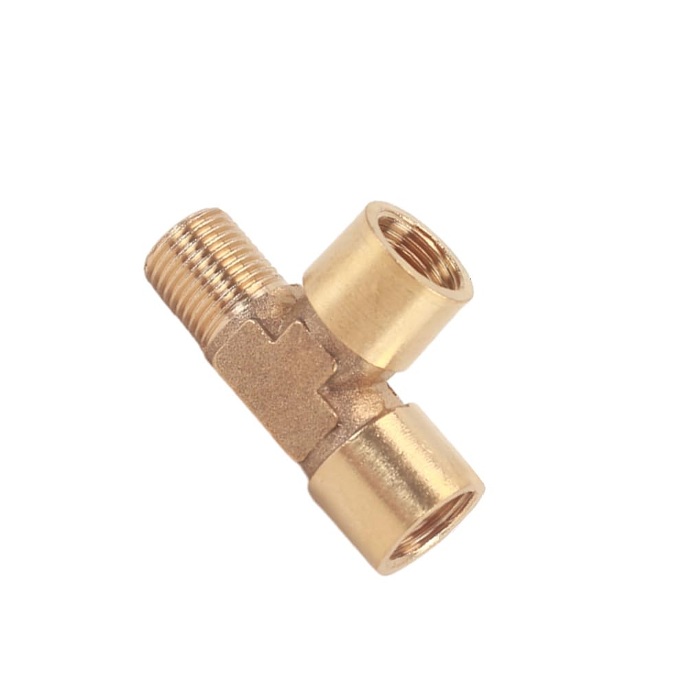 Copper 1/8" 1/4" 3/8" BSP Thread Tee Type 3 Way Brass Pipe Fitting Coupler Connector Brass Pneumatic Mechanical Parts(1/8")