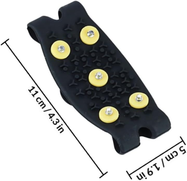 2 Pairs ’s Ice Grippers with 5 Yellow TPE Spikes Non-Slip Shoe Crampons for Winter Outdoor Hiking Snow Traction