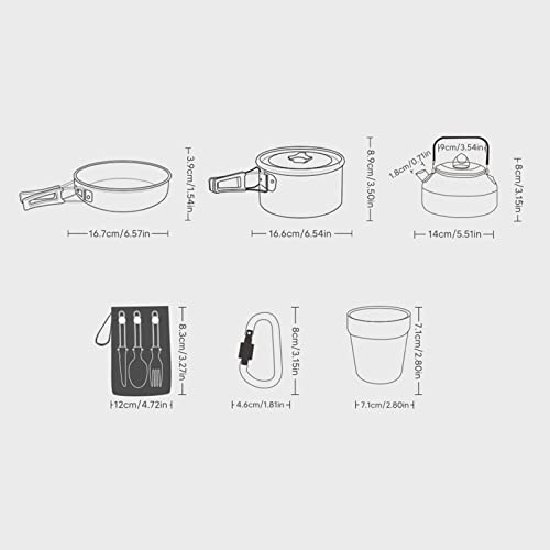 Set de Cocina para Camping DouWen MO con Aluminio Oxidado, Antiadherente, Ligero y Portátil miniatura 3