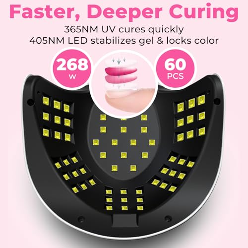 LED UV Nail Lamp, NAILGIRLS 268W Fast UV Light for Gel Nail Polish, Professional Curing Lamp with 4 Timer Setting Auto Sensor, Nail Dryer for Fingernail and Toenail Home Salon Use, Nail Art Tools - Image 2