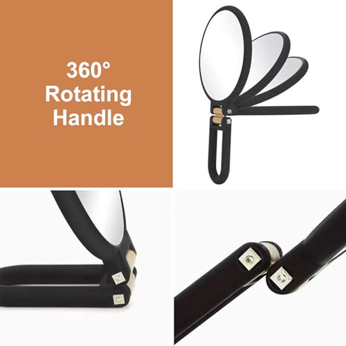 Espejo de aumento 30X con mango rotatorio 360° negro y dorado miniatura 5