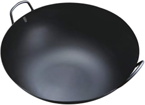 22 inch Traditional Hand Hammered Cast Iron Wok, Chefs Pot - High Capacity, Multi-Person Meal, Does not Rust, Durable-60cm50cm