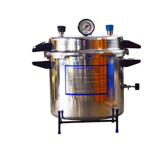 Image of Autoclave Sterilizer Aluminium Pressure Cooker Type in Mirror Finish Capacity 21L & Size 12 inch Dia X 12 inch H 1 Eaxtra Element Free