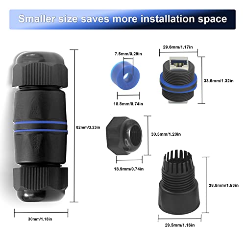 VCELINK 3 Pack IP68 Waterproof RJ45 Coupler Cat6/Cat5E/Cat5, Outdoor Ethernet Cable Connector Female to Female, Shielded Network Extender - Image 6