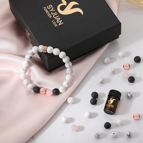 SYJUAN Anxiety Healing Bracelet Lavender Essential Oil Aromatheraphy Diffuser Lava Rock Bracelets Relaxation Gift for Women - Image 4