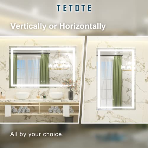 Tetote 48 X 30 Bathroom Led Mirror With Lights,Dimmable Vanity Mirror,Anti-Fog Lighted Mirror Wall Mounted Master Bath Mirror Modern Decor #TOP6
