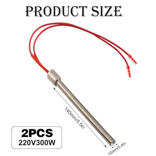 Beatific 2 Stück 220V 350W Pellets Hot Rod Zündkerze, 140x10mm Zuendkerze für Pelletofen, Edelstahl Kamin Zündstab, Holzpellets Ofen Zuendstab, Pellet Heizung Zünder, Heizrohr Kamin Grill Herd Teil