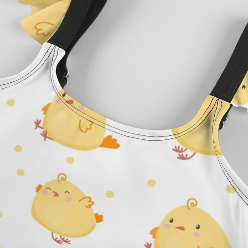 Image of Girls One Piece Swimsuit Lovely Cute Animals Ruffles Swimwear Bathing Suits 3-12 Years