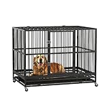 RULI Heavy Duty Dog Cage, 48' Luxury Dog Crate and Kennels for Large Dogs Indoor Outdoor with Double...