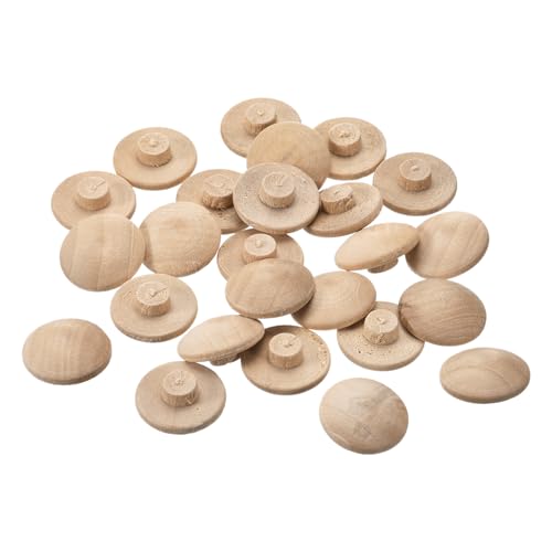Image of uxcell Wood Plugs, 50Pcs 20 x 7 mm - Beech Wood Button Top Plugs, Screw Hole Covers, Decorative Wooden Cover for Stair Chair Craft Furniture Woodworking